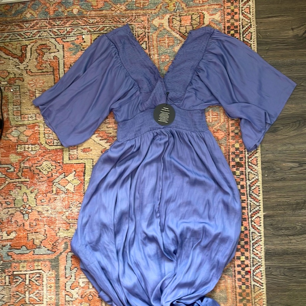 New with Tags Mittoshop maxi dress light purple/bluish color! Size Small.